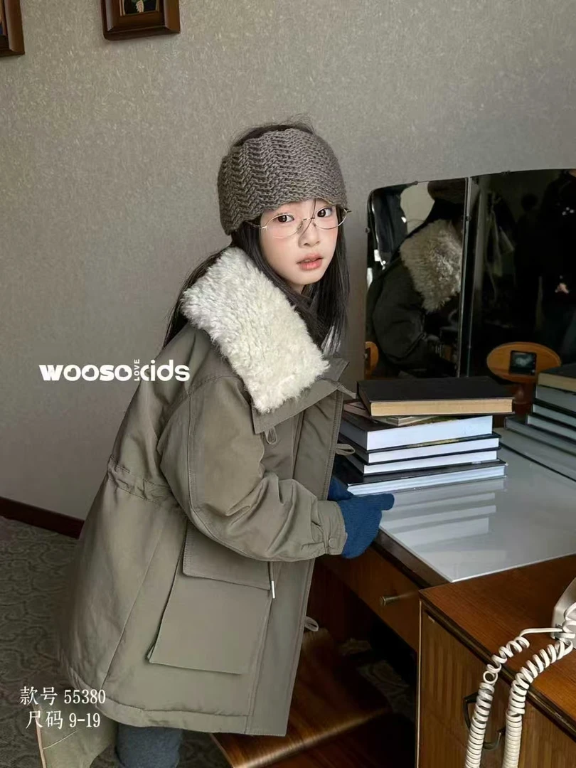 【实体店.露思同款】2025冬季新款加毛棉服加厚韩版棉外套女童55380