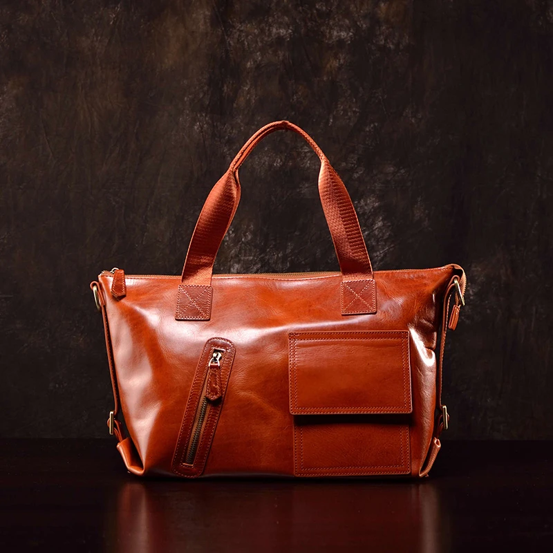 男士单肩包休闲斜挎包真皮手提包牛皮包欧美时尚复古2025新款韩版