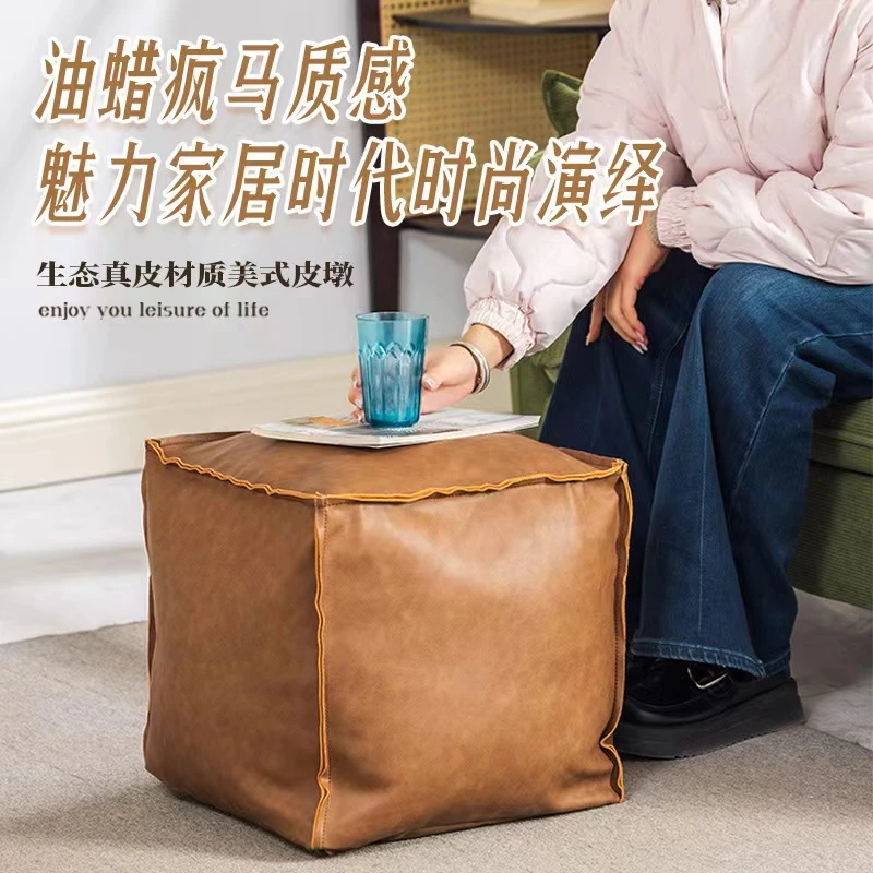 【收纳凳】创意DIY皮墩榻榻米坐垫特大行李袋棉被衣服车用收纳包T