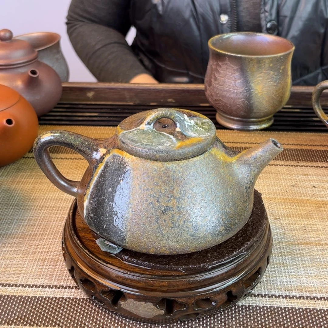 紫砂茶壶底槽清柴烧300cc