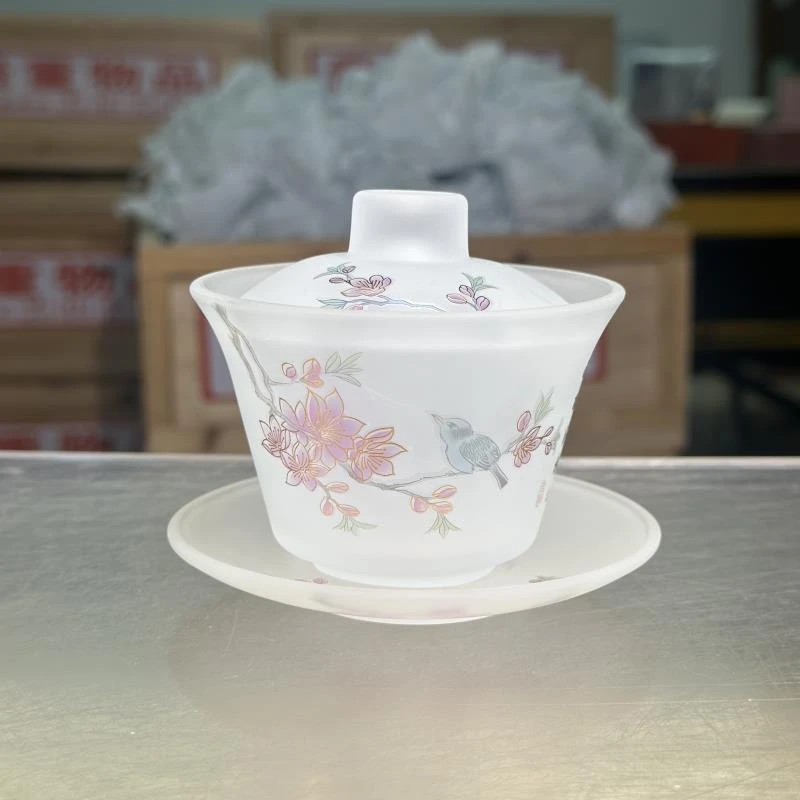 秋香茶具 喜上眉梢 琉璃 盖碗+公杯+4杯+盘0425-1-0888