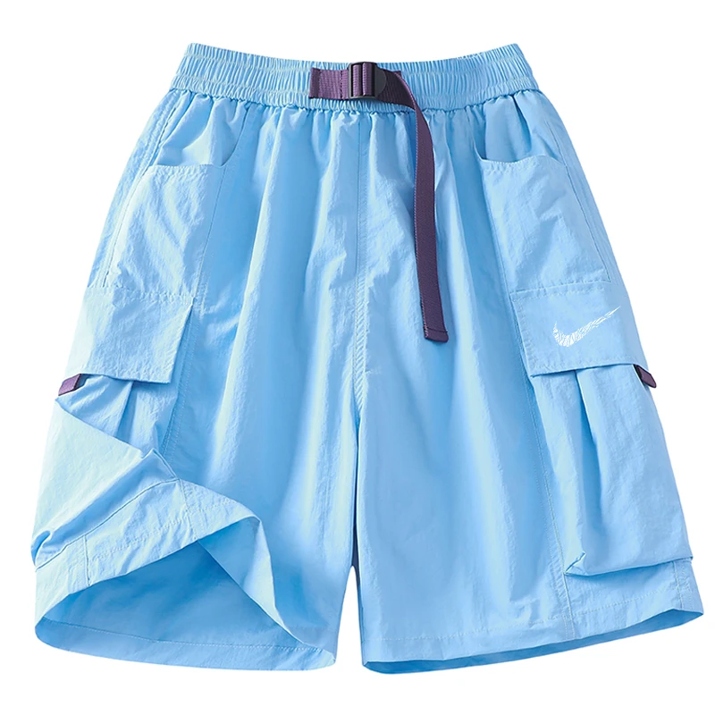 情侣款夏季透气厚款薄款港风中裤短裤洋气宽松五分裤外穿两色