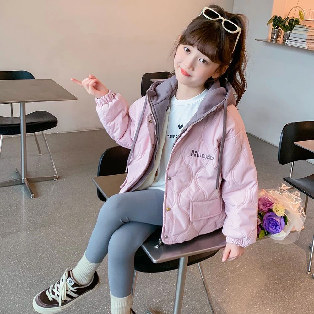 女童秋冬款外套夹棉加厚2025新款洋气女孩秋冬款棉衣儿童假两件
