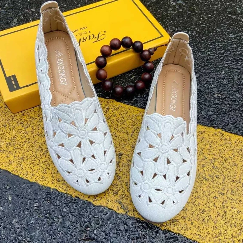 MK&DK新款镂空凉鞋女百搭仙女风洞洞鞋平跟软底防滑豆豆鞋平底