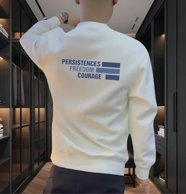 圆领秋冬卫衣简约字母印花男士卫衣春季秋季加绒冬季套头休闲修身