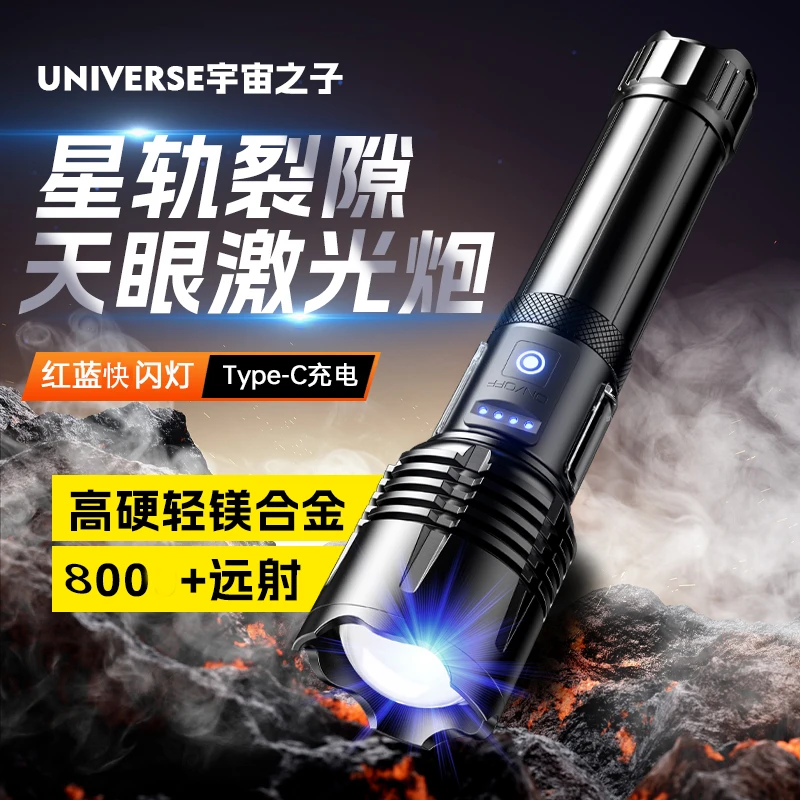 W408（天眼）手电筒强光露营登山便携爆亮白激光调焦户外强光手电筒