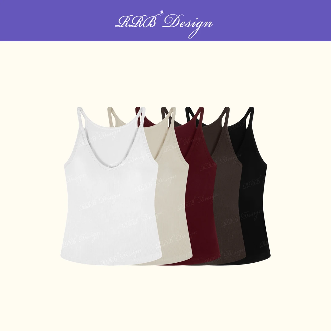 RRB Design 山羊绒混纺自带bra修身显瘦弹力吊带背心百搭无袖上衣