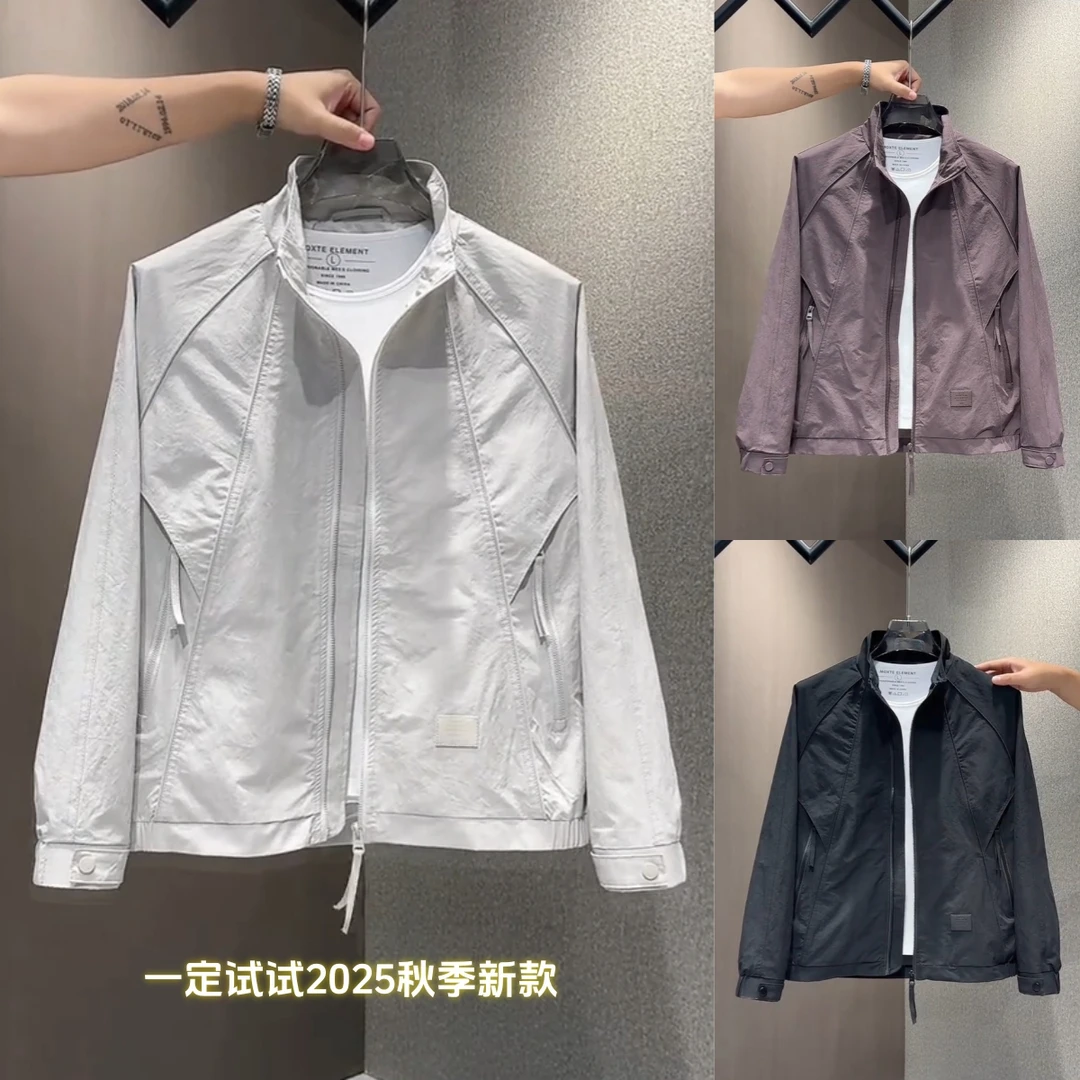 2025秋季上新时尚解构风户外拼接设计立领防风保暖宽松显瘦夹克男