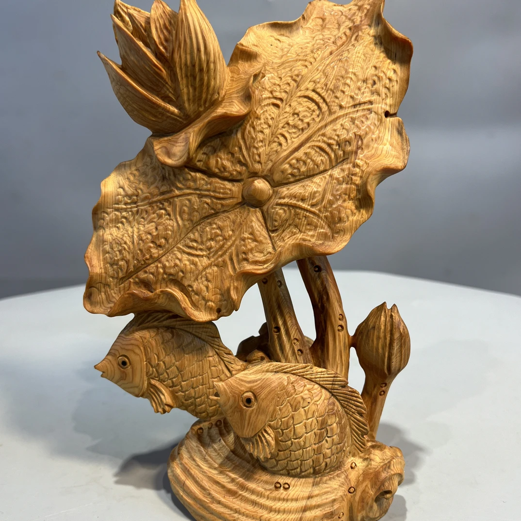 年年有鱼根雕摆件工艺品