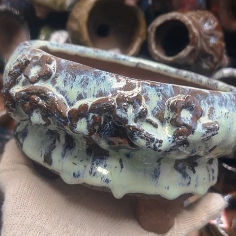 红陶红**告粗陶花盆手工