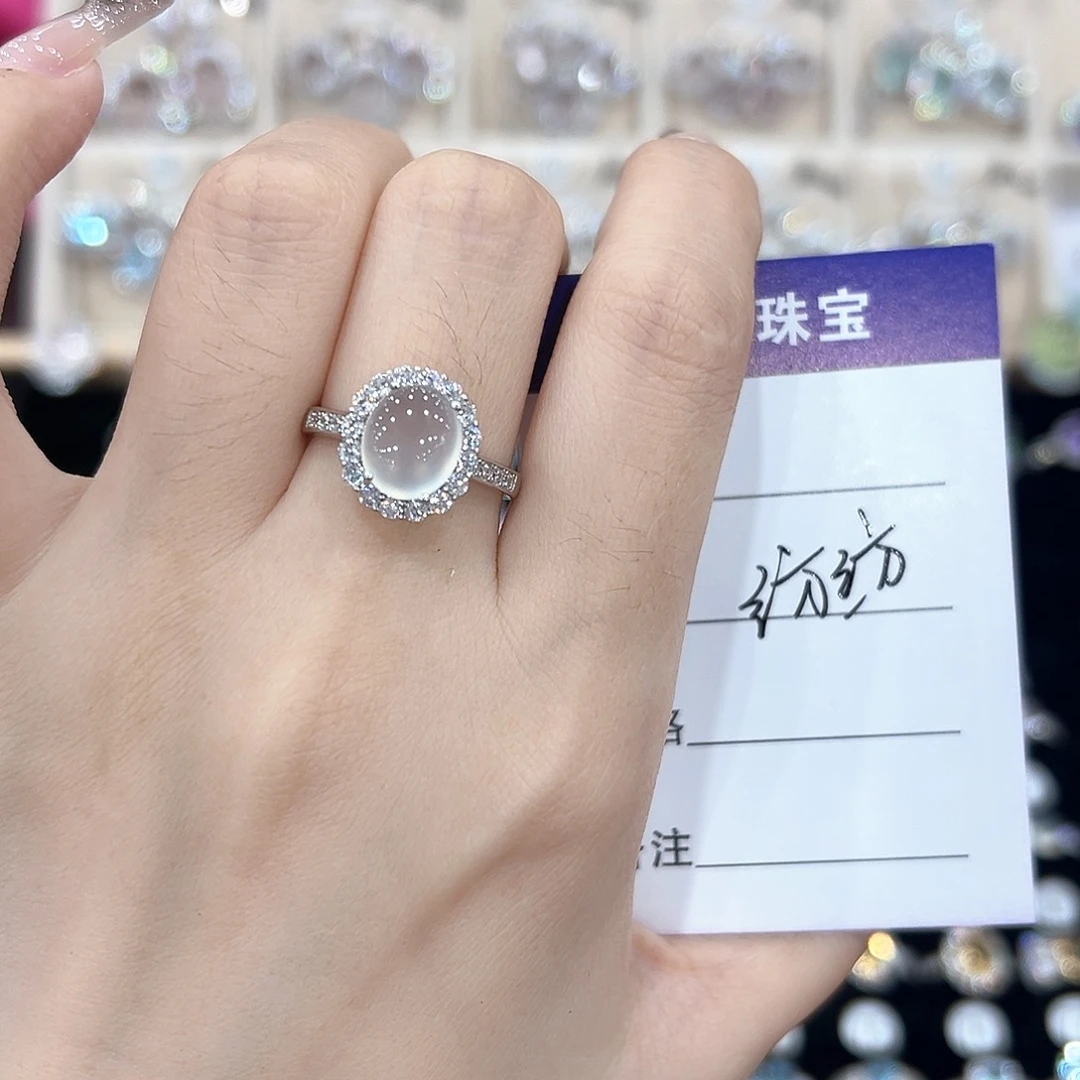 纺***纺芙蓉石戒指银S925镶嵌戒指