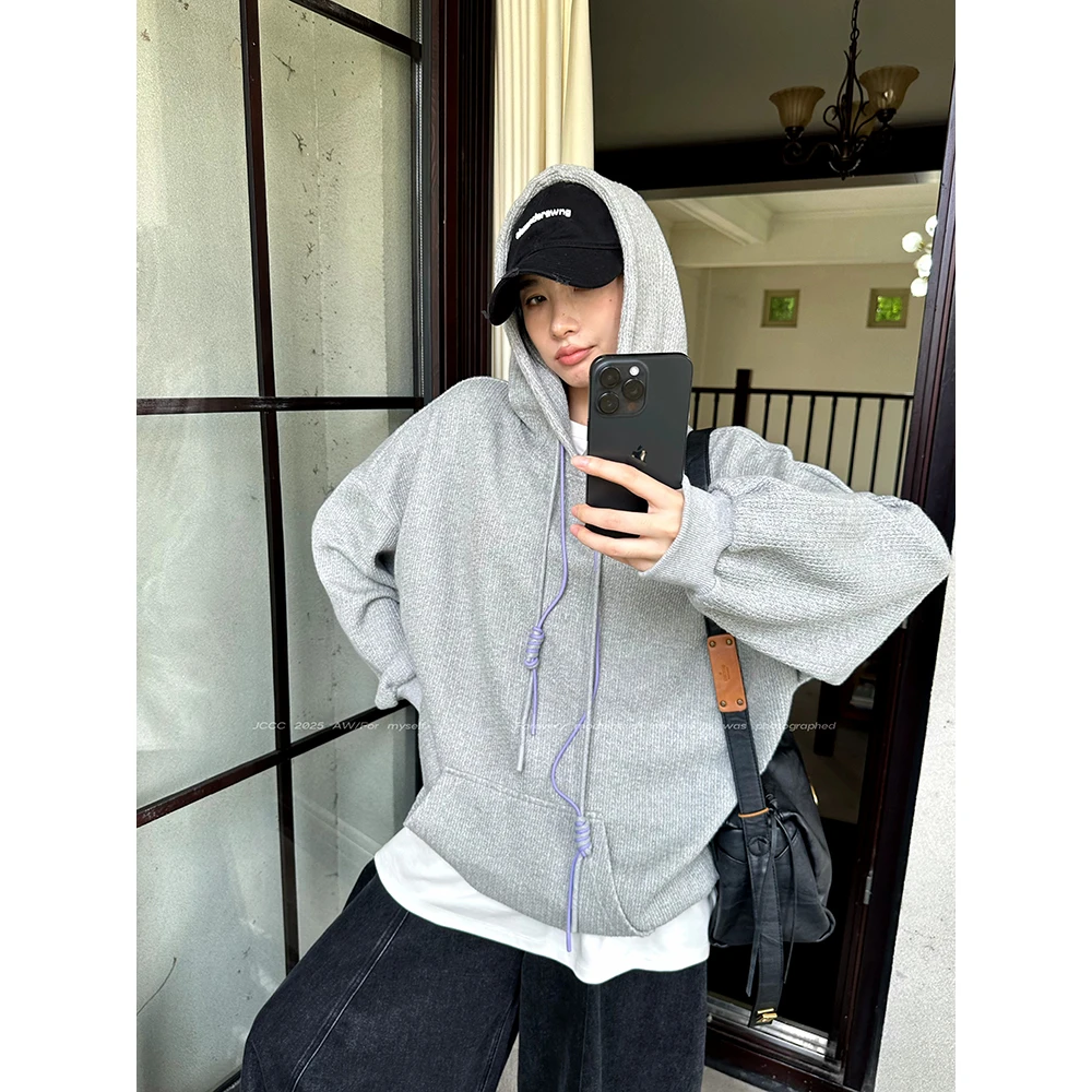 JCCC影子【灰灰紫芋】灰色连帽卫衣立体肌理感廓形卫衣JE4JBY12