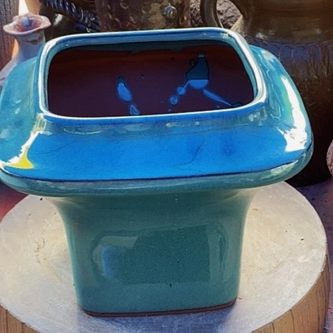 紫砂花盆口15高度17.5外贸绿色福利