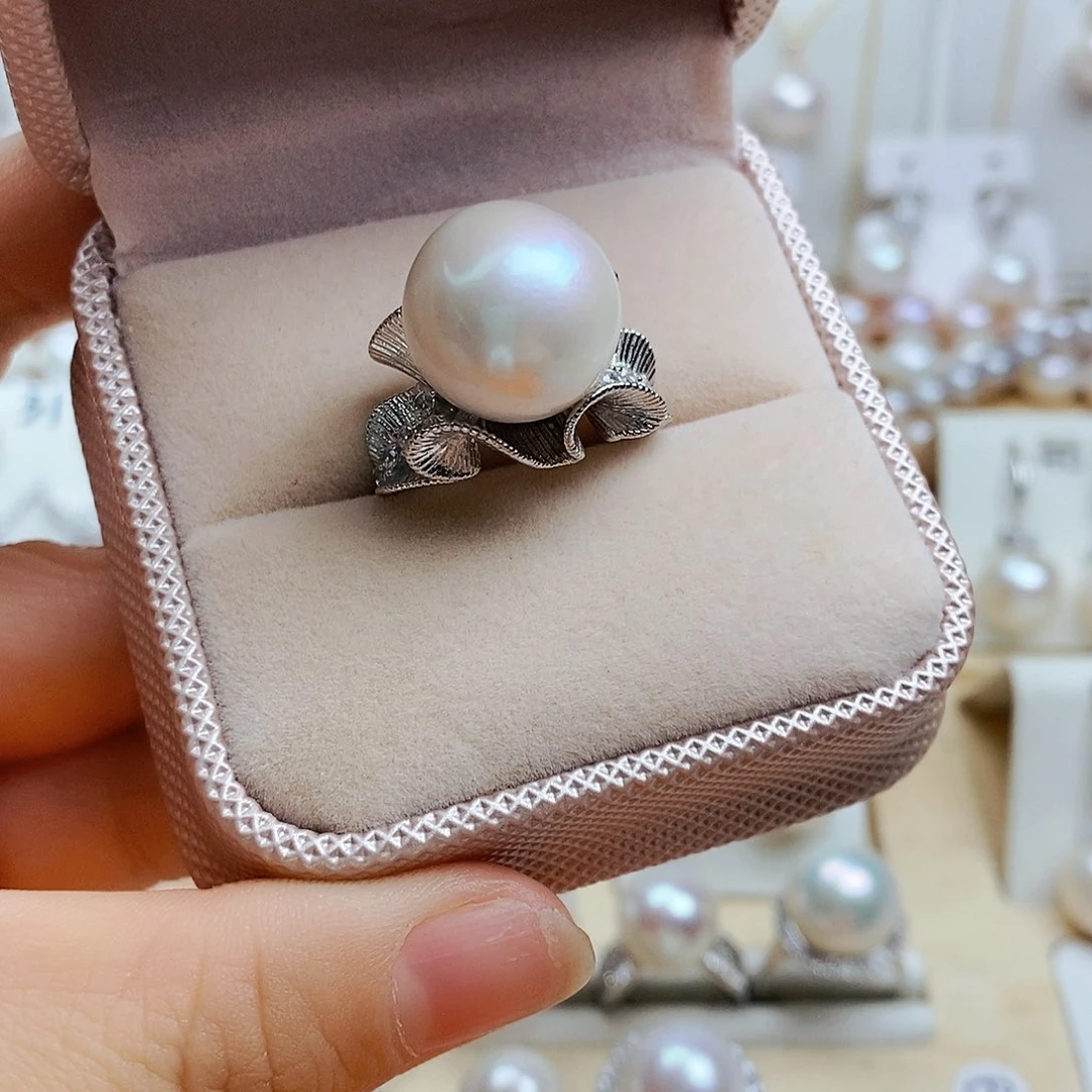 淡水珍珠戒指银S925镶嵌似***阳
