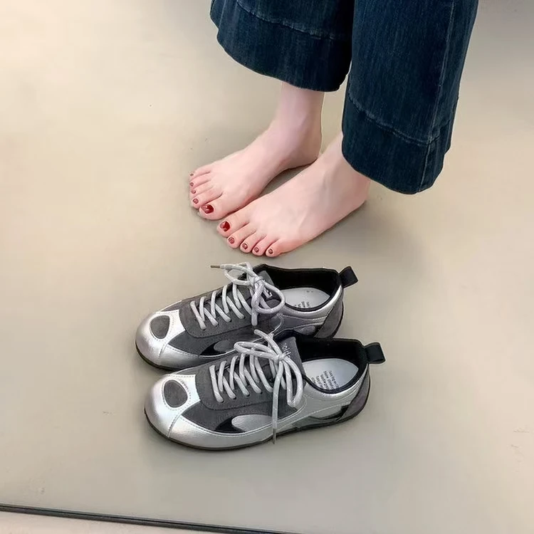 2025秋季新款小众设计美拉德复古拼色阿甘鞋德训鞋百搭运动休闲鞋