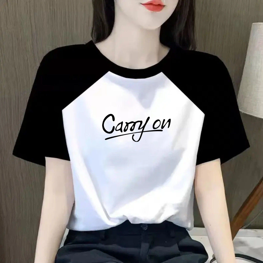 2025夏季新款微胖显瘦白色插肩短袖T恤宽松圆领百搭女装上衣t恤