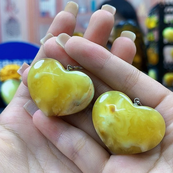 琥珀银S925镶嵌颈饰耳环