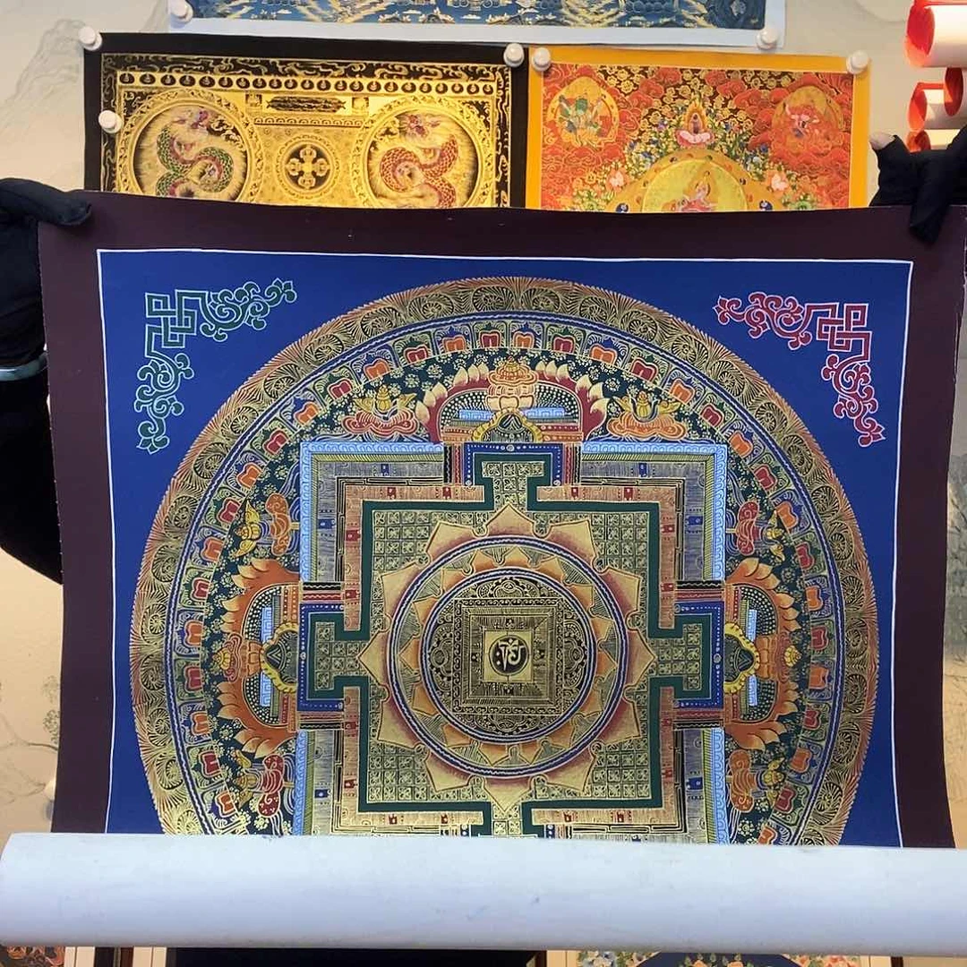 卷轴画纯手绘坛城唐卡50厘米左右