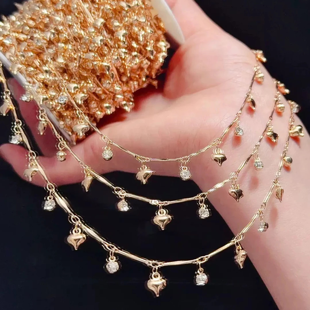 编号316 金白色铜直棍爱心 百搭链条