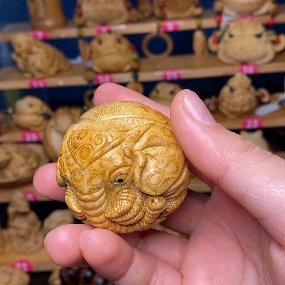 鹿***姑竹太平有象竹雕手把件
