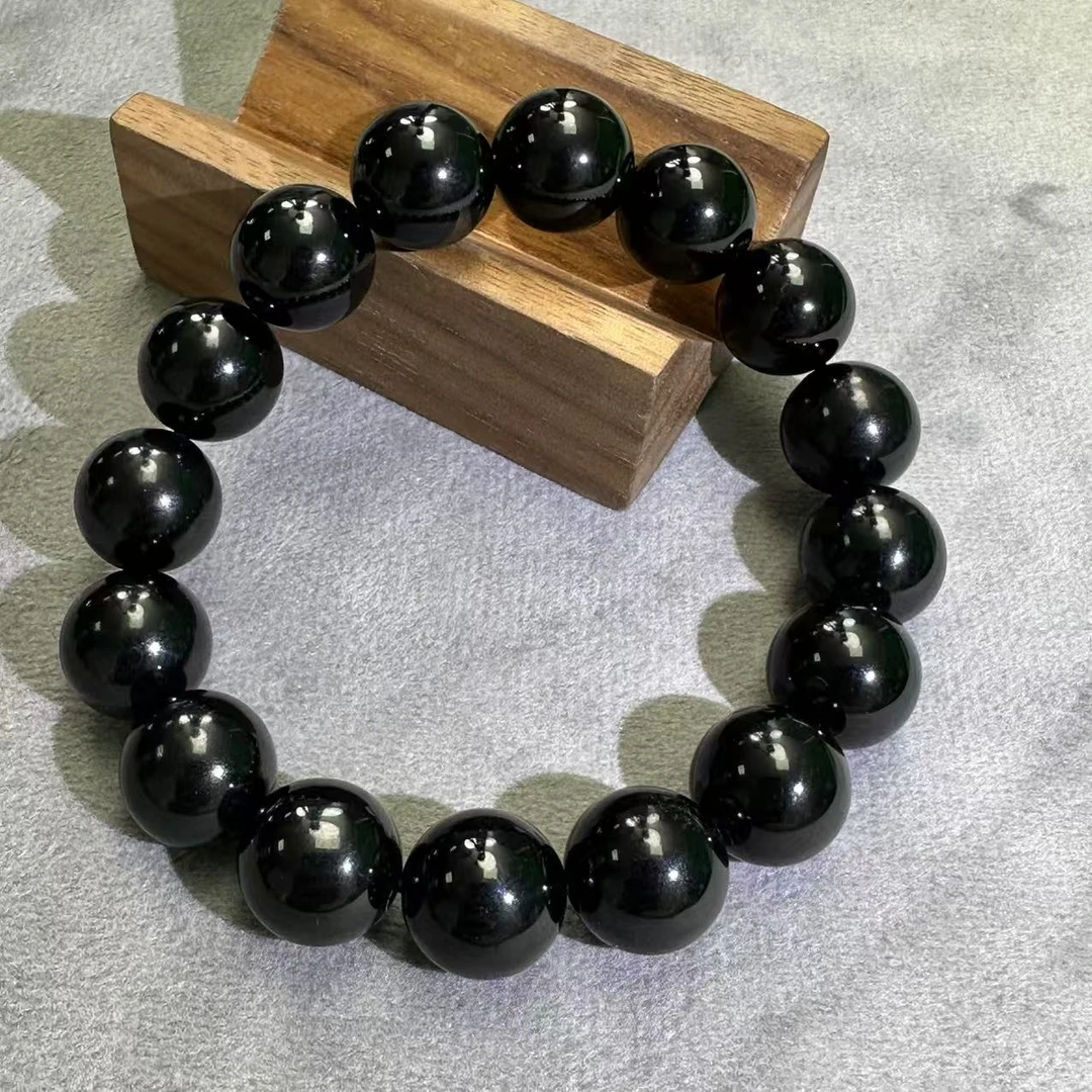 【巴基斯坦】和田玉墨圈珠手串12mm大尺寸16颗