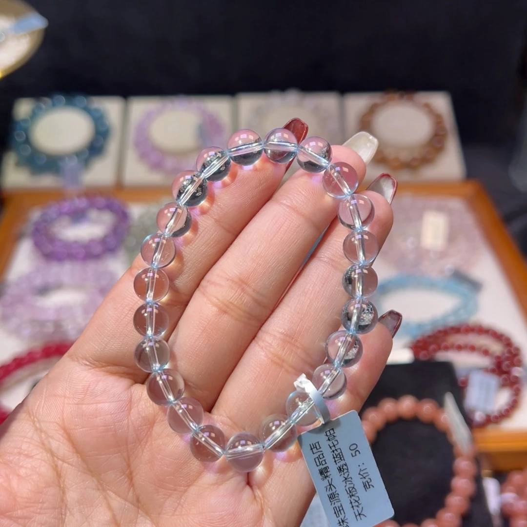 水晶手串未镶嵌蓝*蓝托帕8.5m m