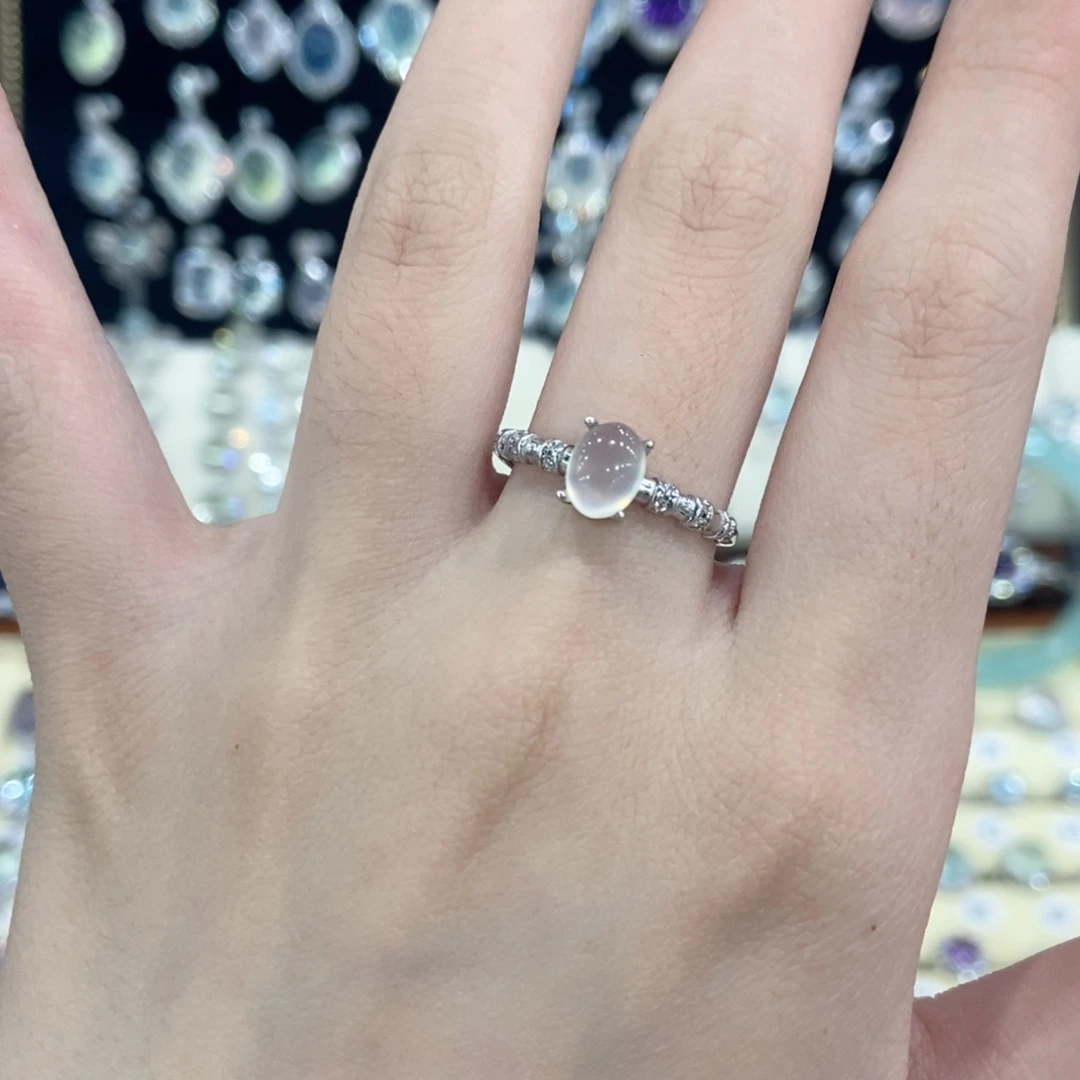 蛇纹石玉银S925镶嵌戒指