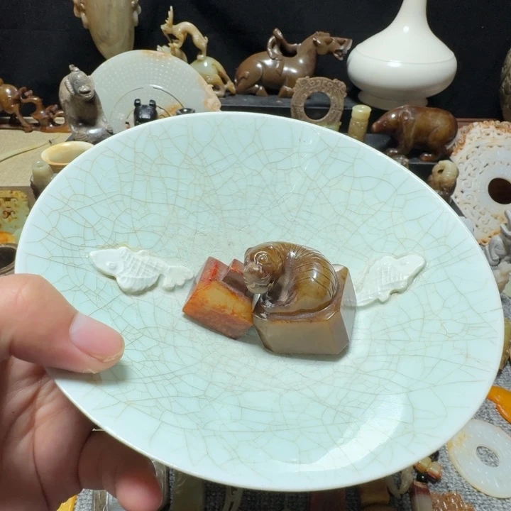 哄***哄瓷片双鱼青瓷开片大碗