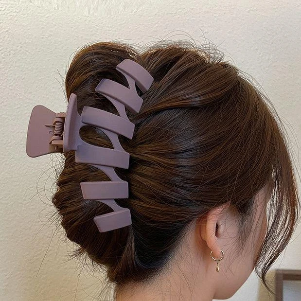 磨砂简约几何发夹女后脑勺盘发抓夹超大号发量多鲨鱼夹子发卡头饰