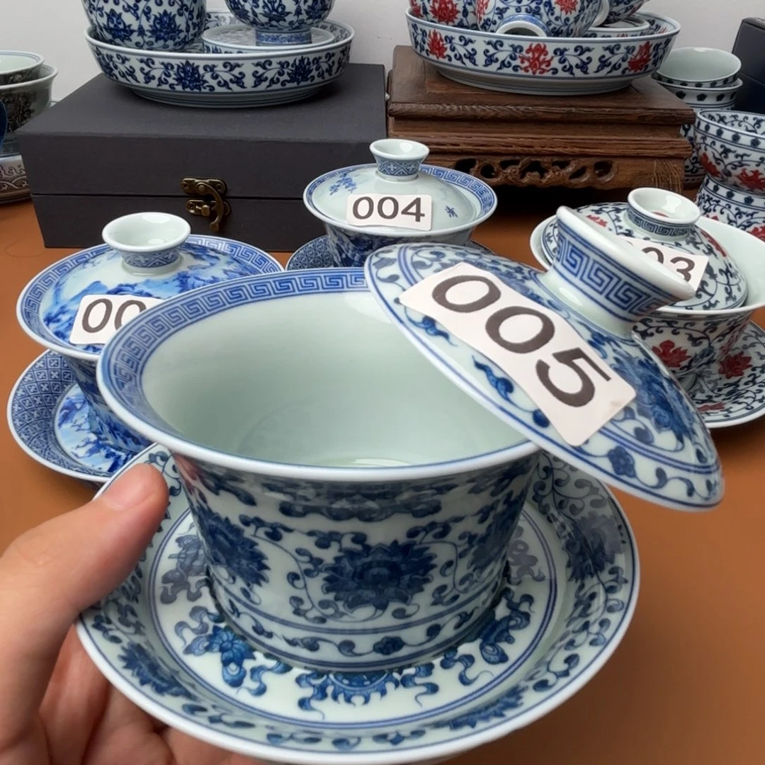 沉***！景德镇陶瓷三才盖碗