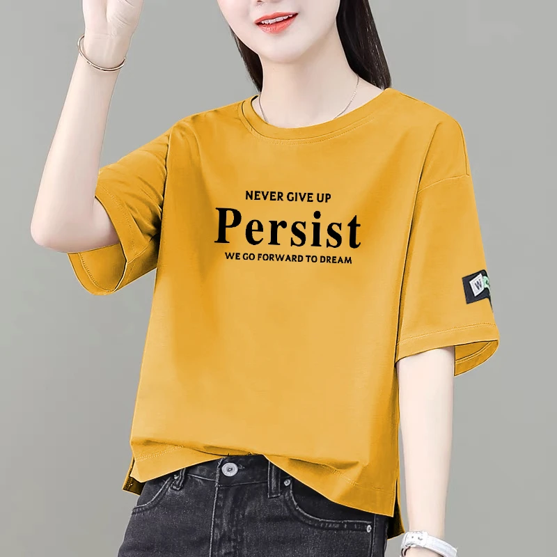 100%纯棉短袖t恤女夏季新款韩版宽松时尚显瘦遮肚减龄百搭上衣女