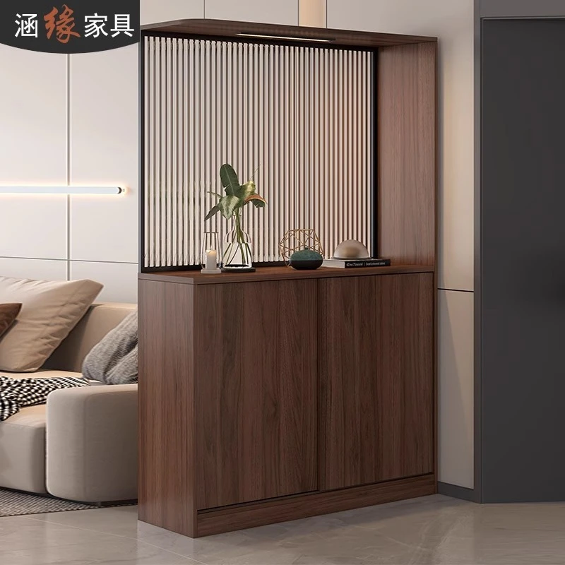 中古风玄关柜鞋柜一体入户门厅柜客厅隔断柜屏风收纳储物柜7W41