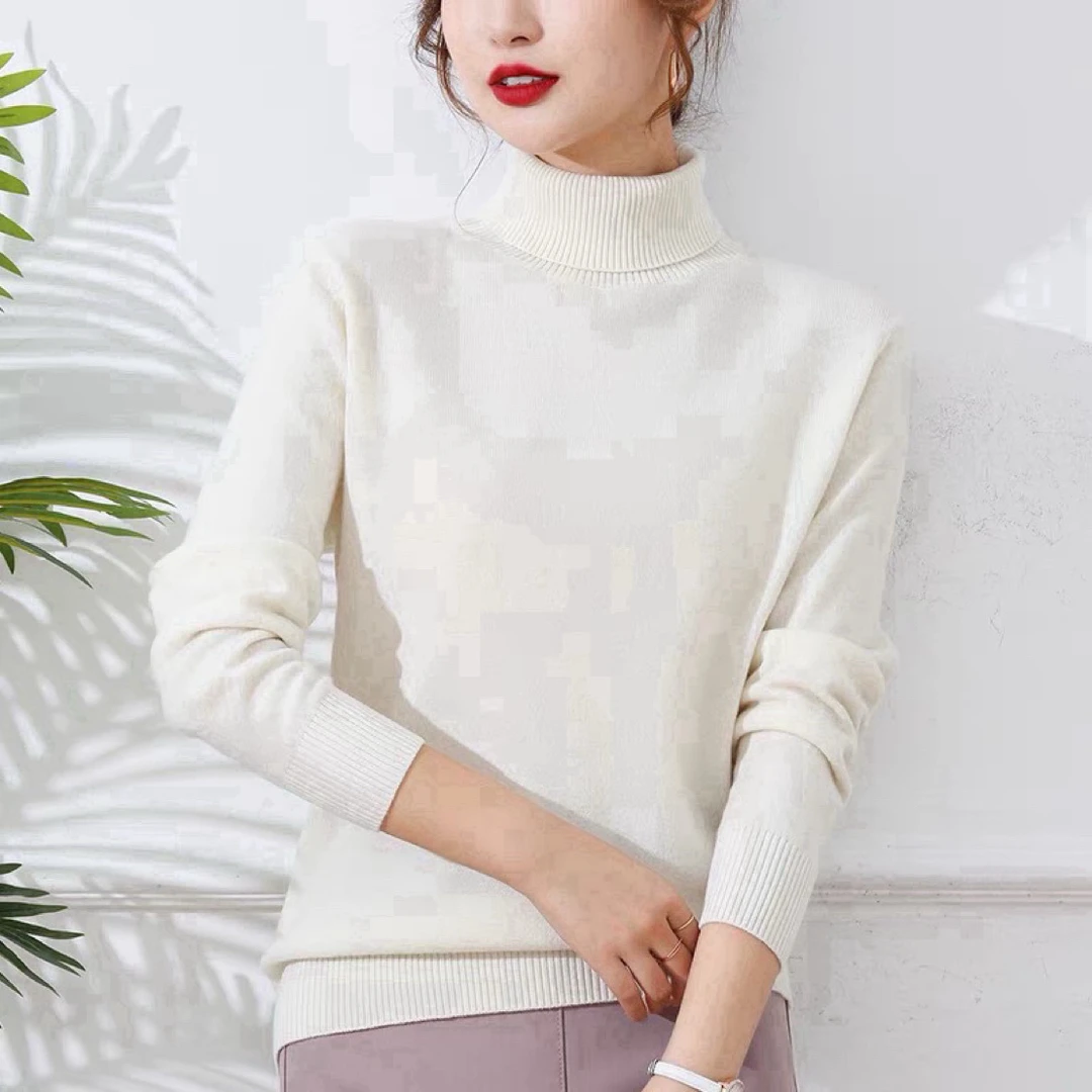 8815 翻领纯色百搭舒适保暖打底毛衣上衣