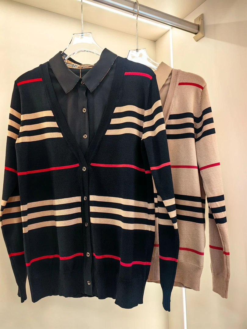 【招牌气质款】经典条纹时尚百搭气质假两件19038