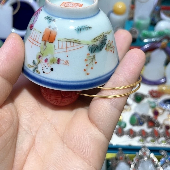 半**过青花手绘小主人杯子