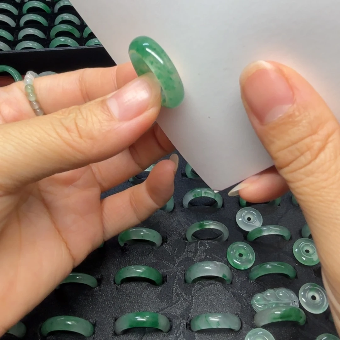 石英质玉（非洲翠）未镶嵌戒指  珠子  手镯01冰飘花戒指