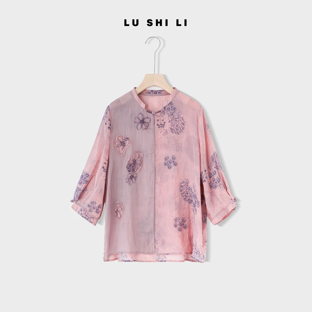 大宁女装 100%苎麻 夏季新品中式盘扣宽松显瘦时尚中袖上衣50606