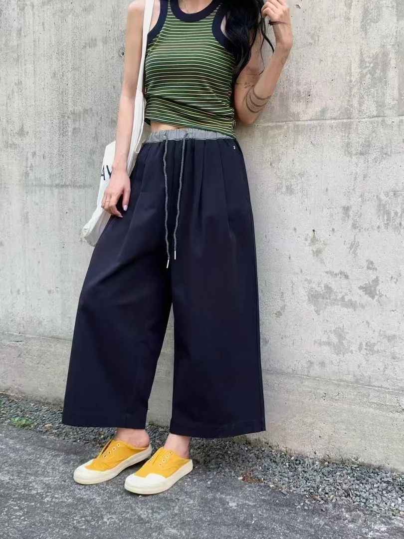 【BAI】松紧腰系带显瘦休闲裤夏新款32865