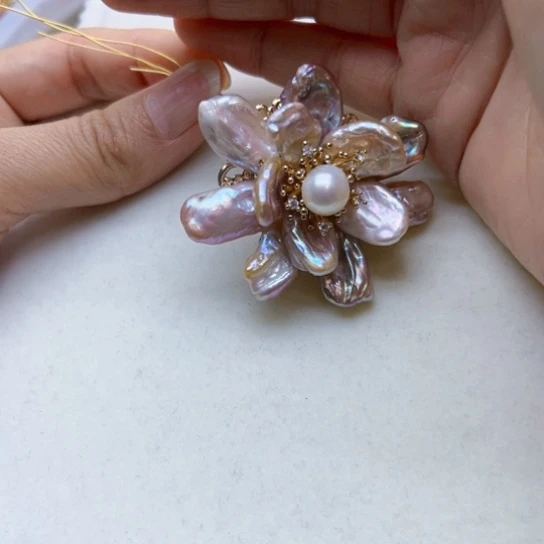 淡水珍珠胸饰银S925镶嵌