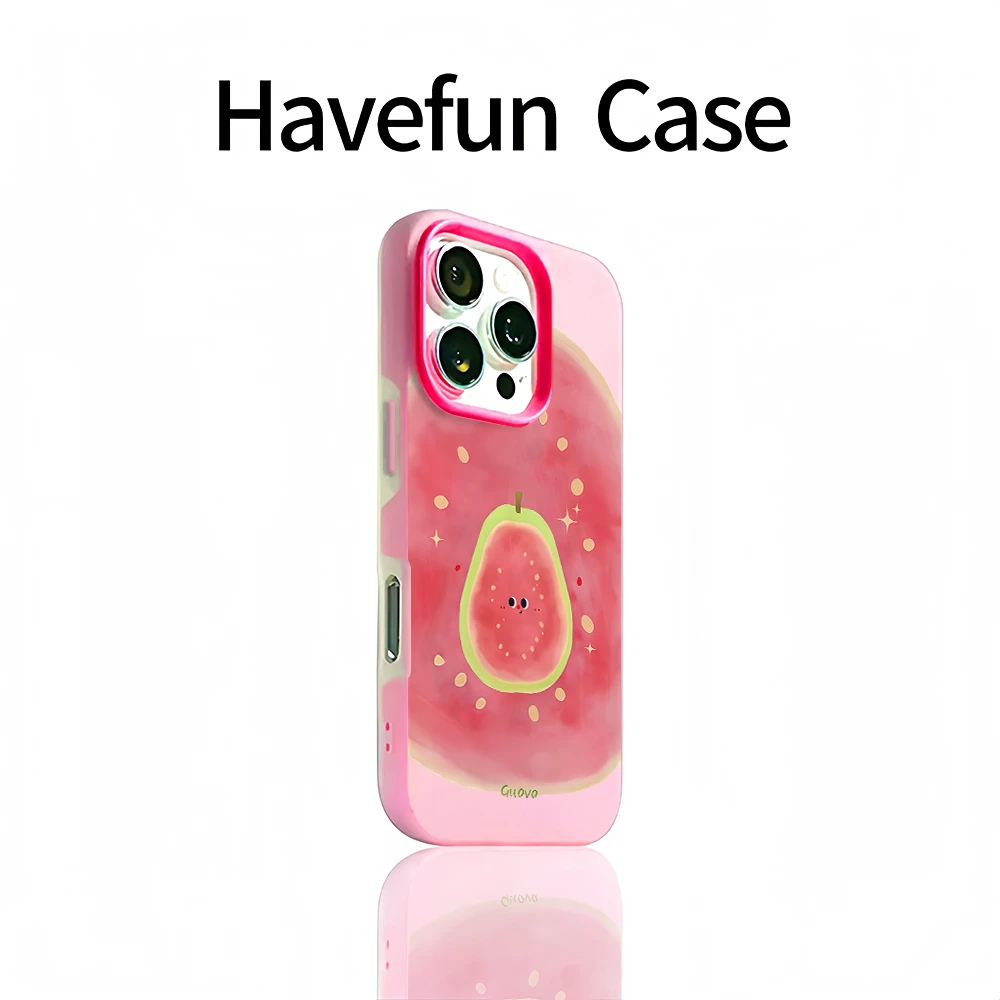 雅天立可爱粉芭乐适用iPhone15苹果16/13promax果冻手机壳14/17套