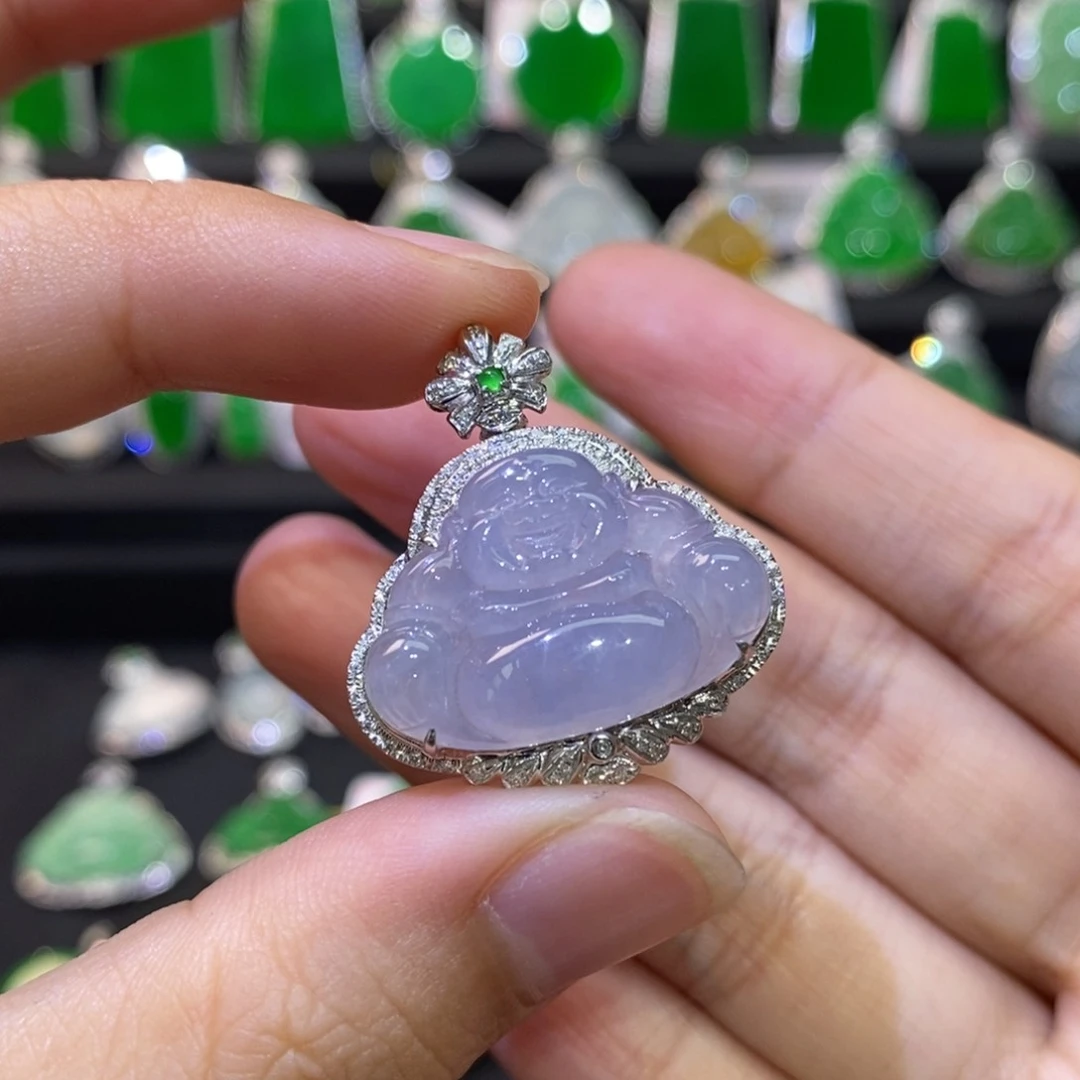 翡翠18K金镶嵌吊坠(不含链)
