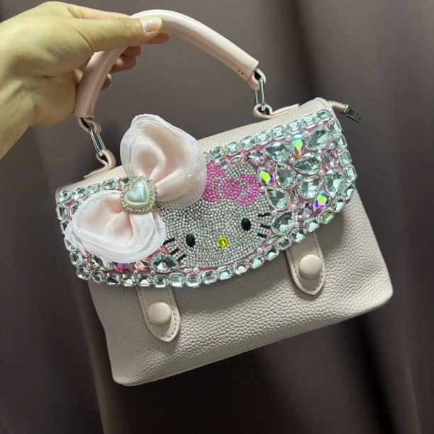 329手工DIY重工镶钻撞色可手提斜挎女包个性潮流百搭