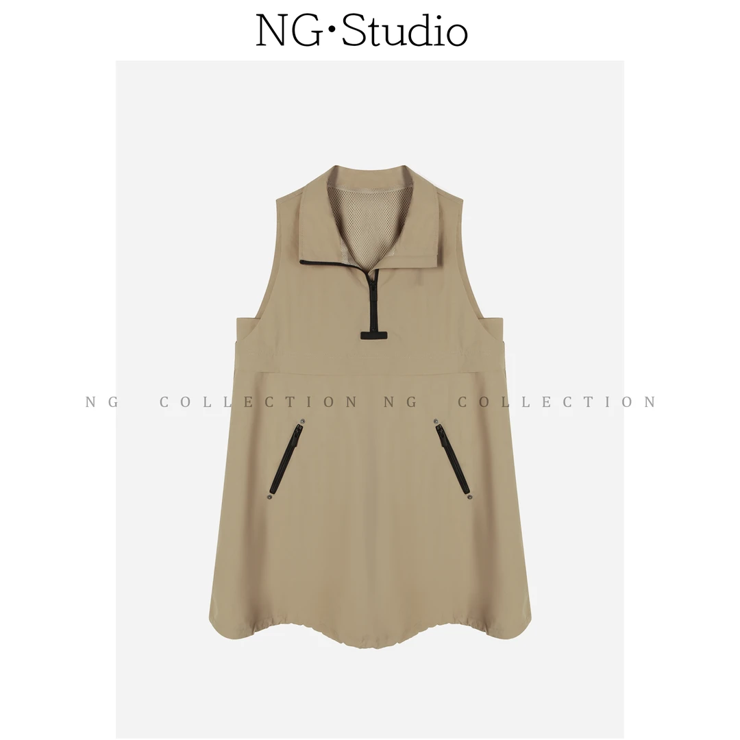 【NG·Studio】甜酷风无袖A字摆立领工装连衣裙NGX5LYQ3438