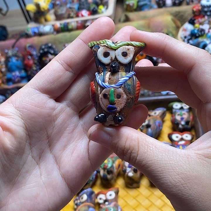 琉璃颈饰猫头鹰娃01