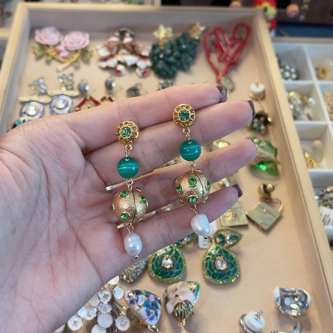 黄铜925银琉璃耳钉