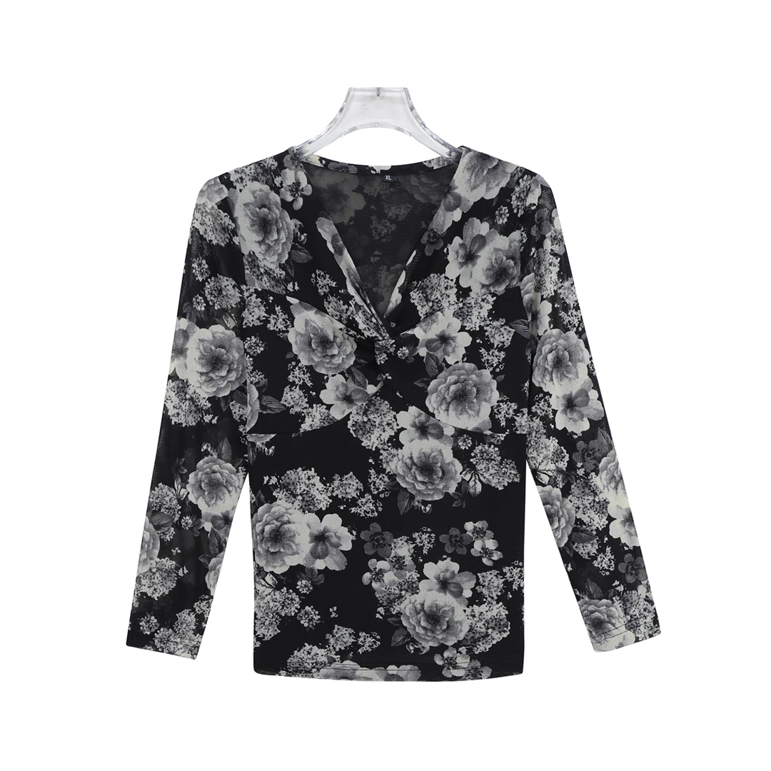 新款性感V领设计感小众显瘦修身T恤X26876