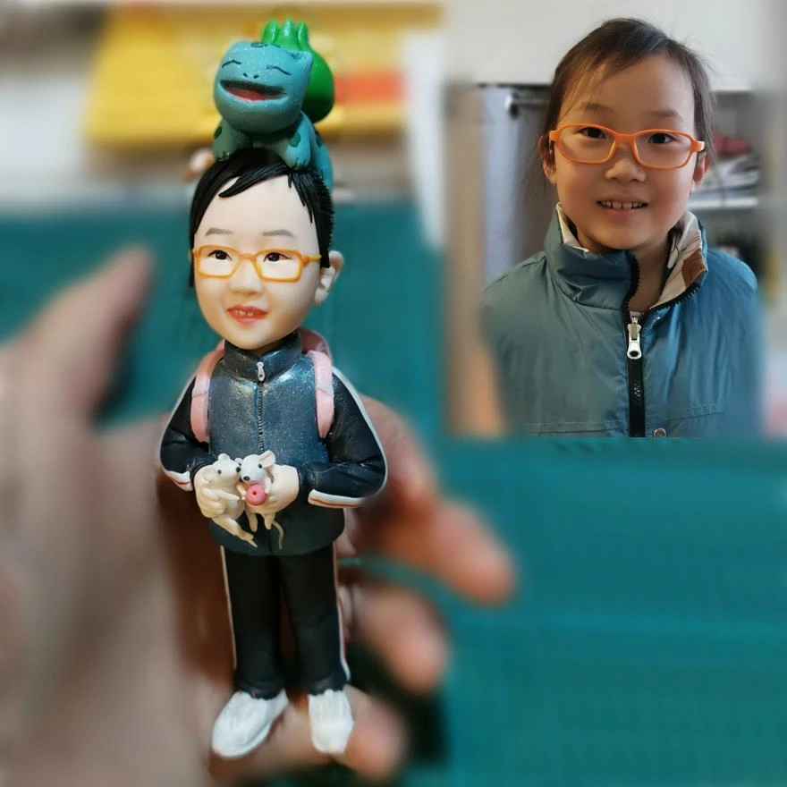 泥人定制软陶人偶发照片定做宝宝生日礼物DIY手办单人摆件无底座