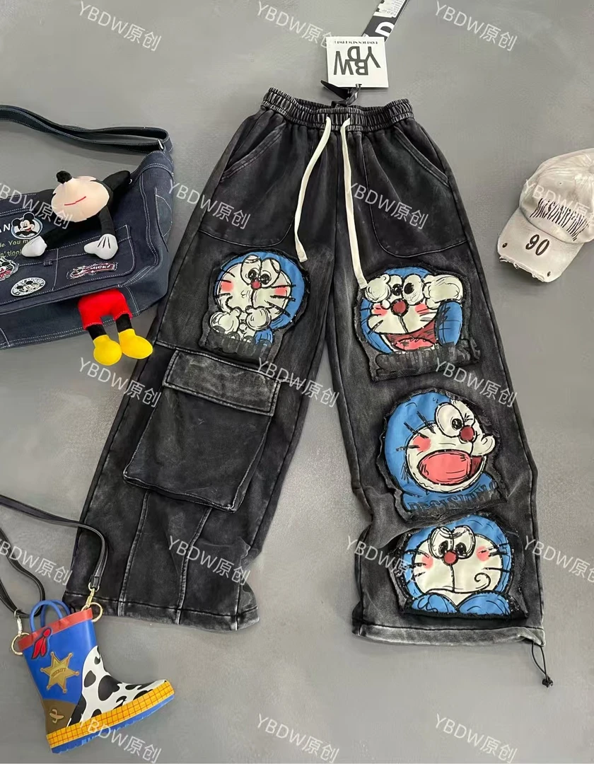 2025重工短裤高腰中腰阔腿裤牛仔裤休闲韩版慵懒风韩系