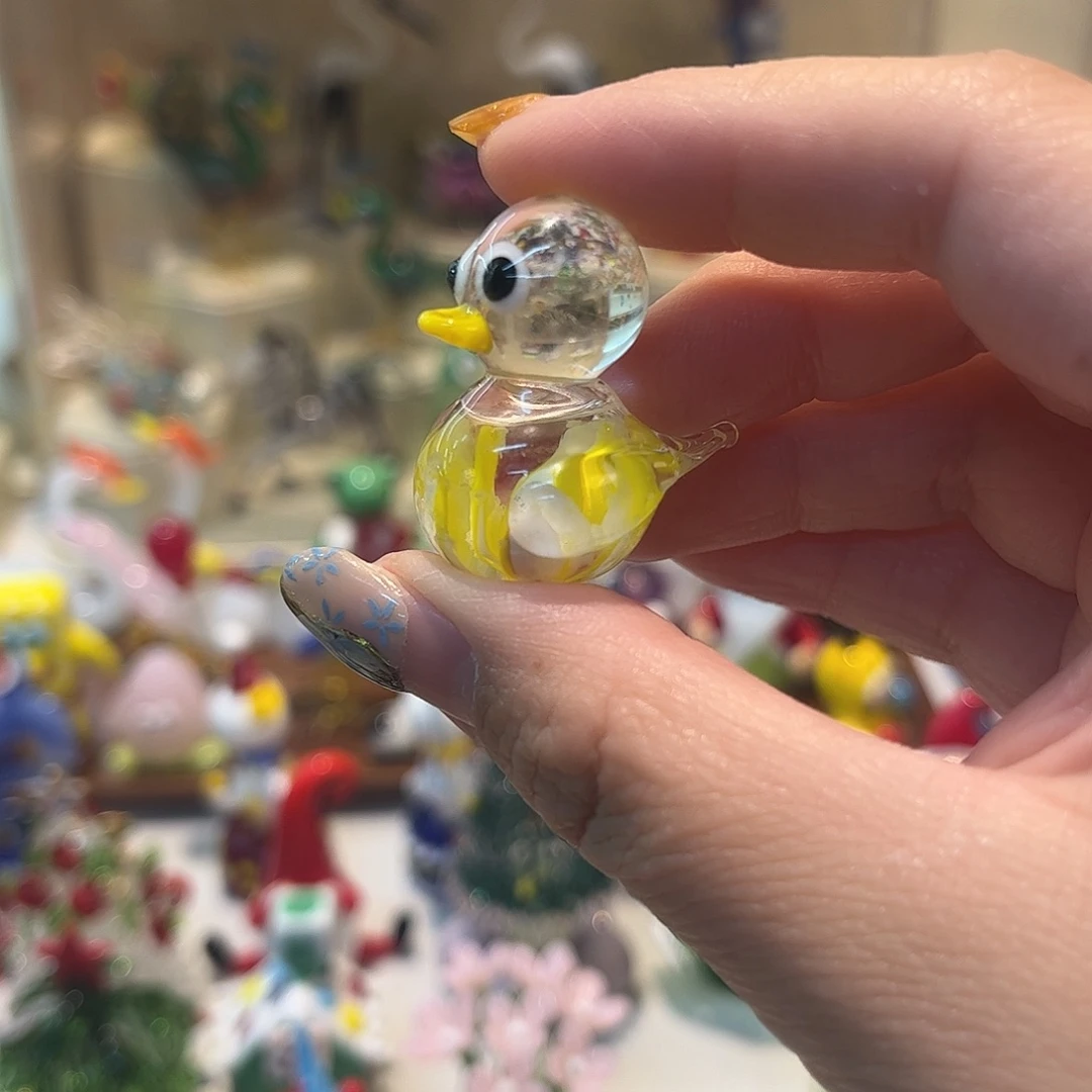 琉璃手工艺品扎花小鸭子