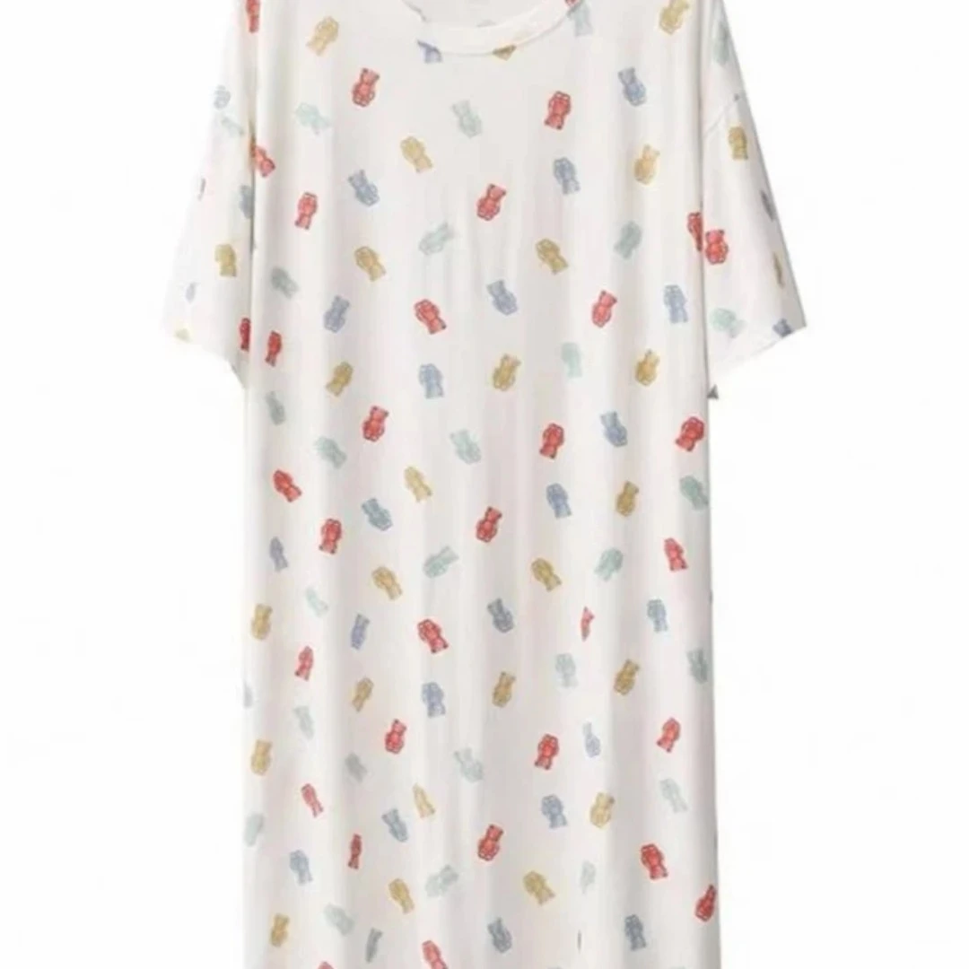 H117 凉感睡裙夏薄款莫代尔2679彩熊睡裙F均码80-145